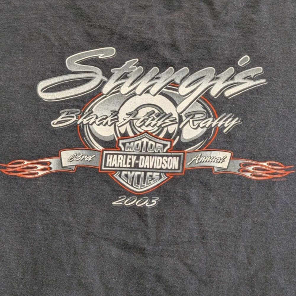 Harley Davidson Sturgis 2003 Black Hills Rally Graphic T Shirt XL Vintage